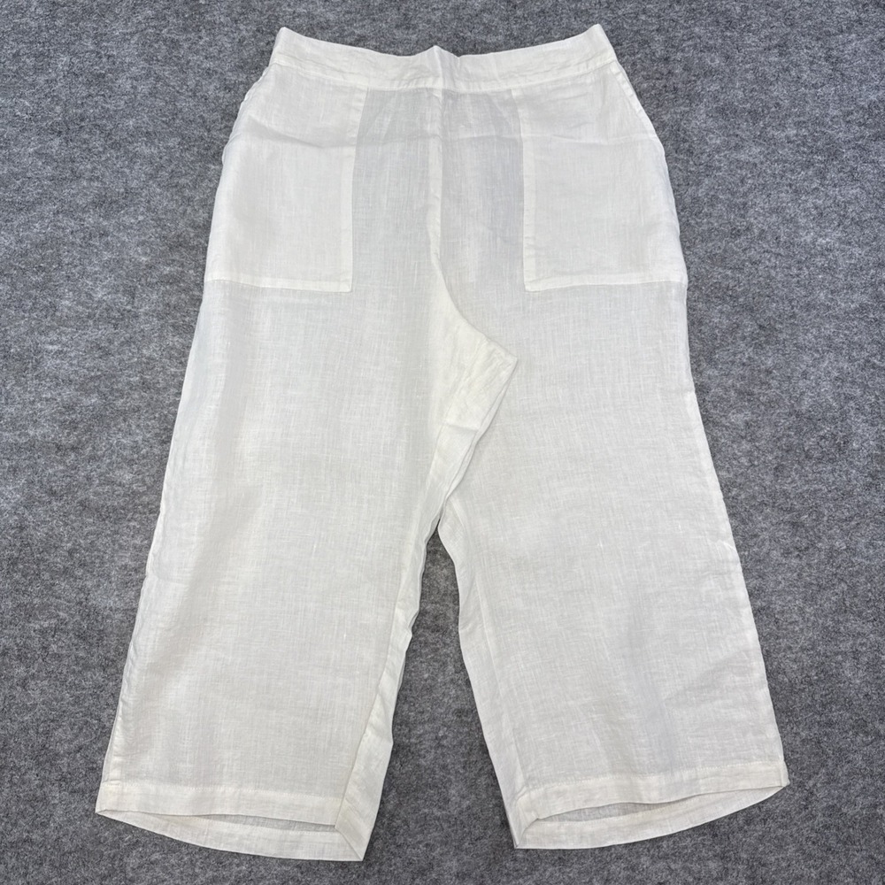 Flax linen capri pants women's S 6-10 ivory boho artsy lagenlook resort NWOT